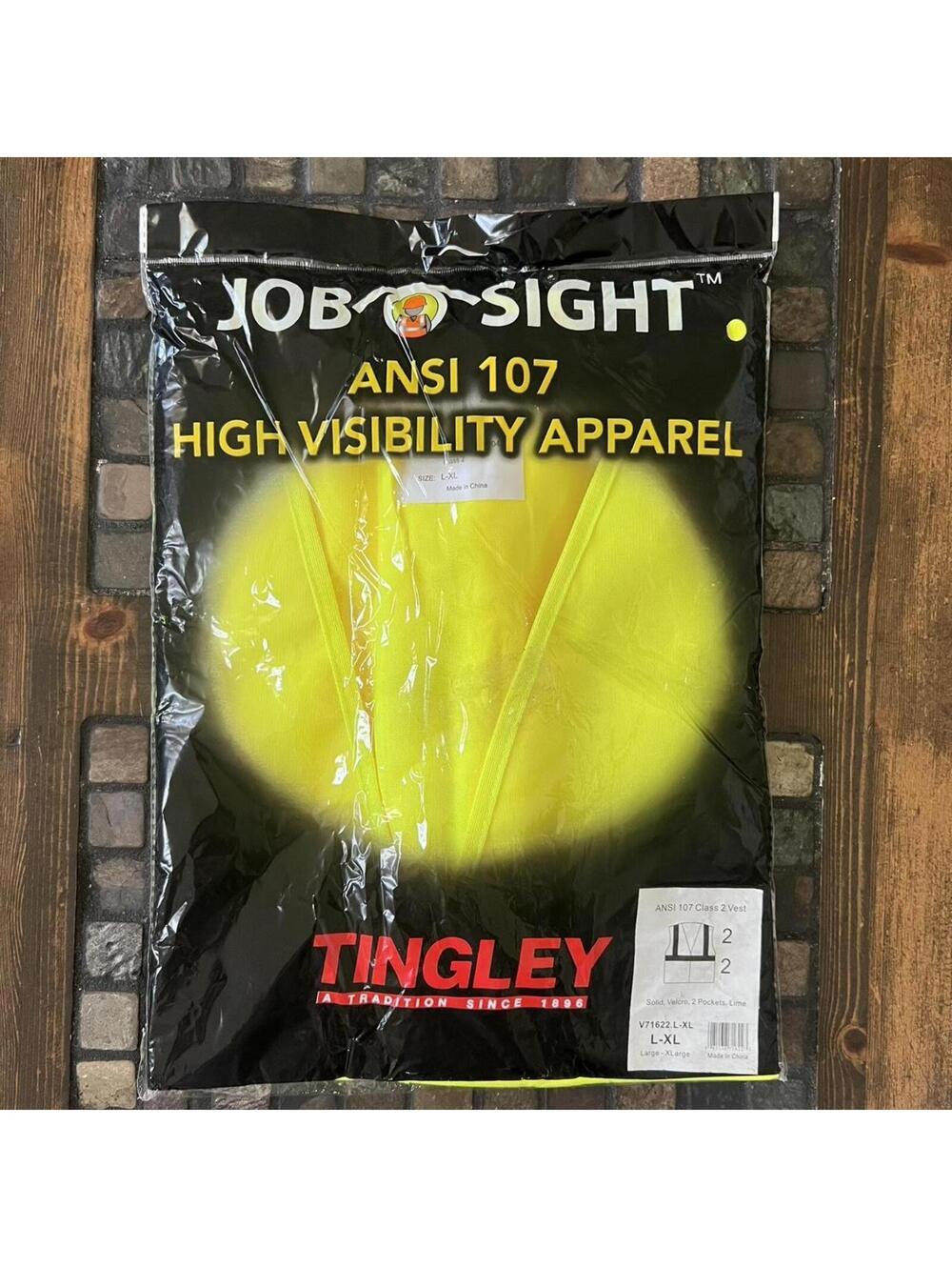NWT Tingley ANSI 107 Class 2 High Visibility Safety Vest Yellow Reflective L-XL